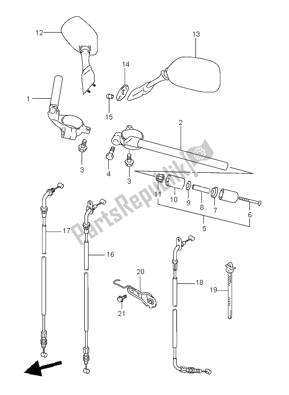 All parts for the Handle Bar of the Suzuki TL 1000R 2000