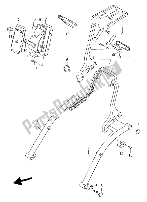 All parts for the Frame Handle Grip of the Suzuki VS 800 Intruder 1998