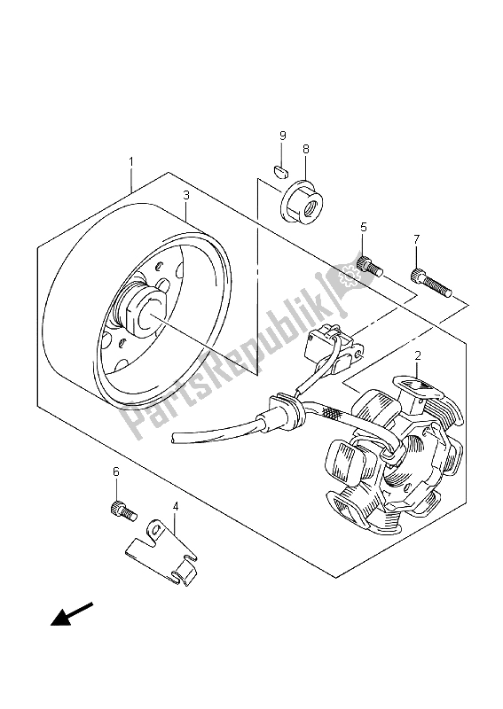 All parts for the Magneto of the Suzuki DR Z 70 2015