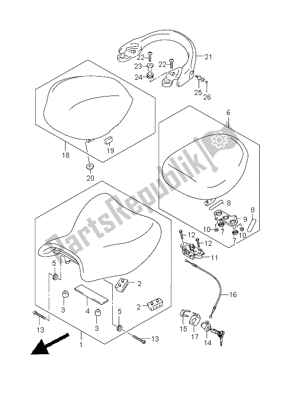 Todas las partes para Asiento de Suzuki GSX 1300R Hayabusa 2009