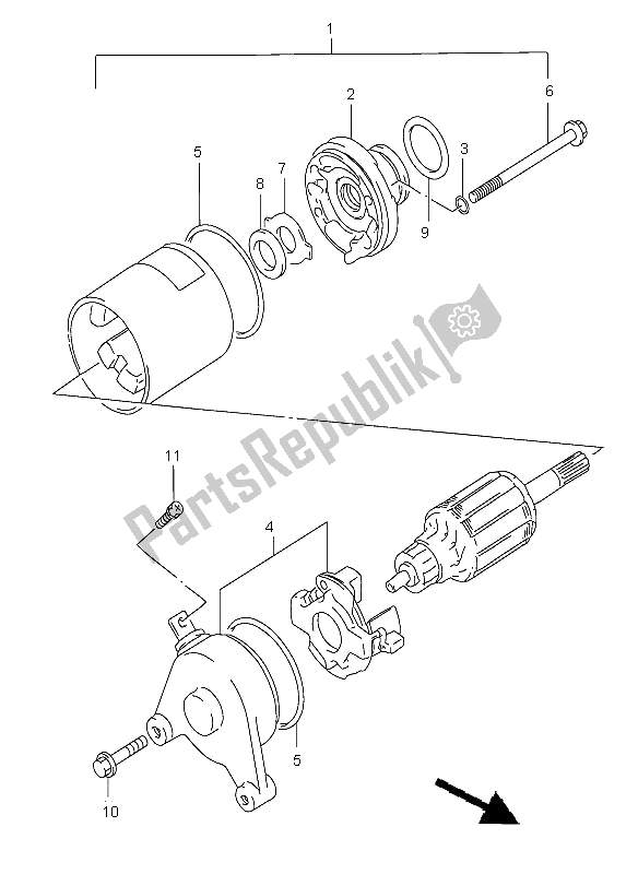 Toutes les pièces pour le Demarreur du Suzuki GZ 125 Marauder 2003