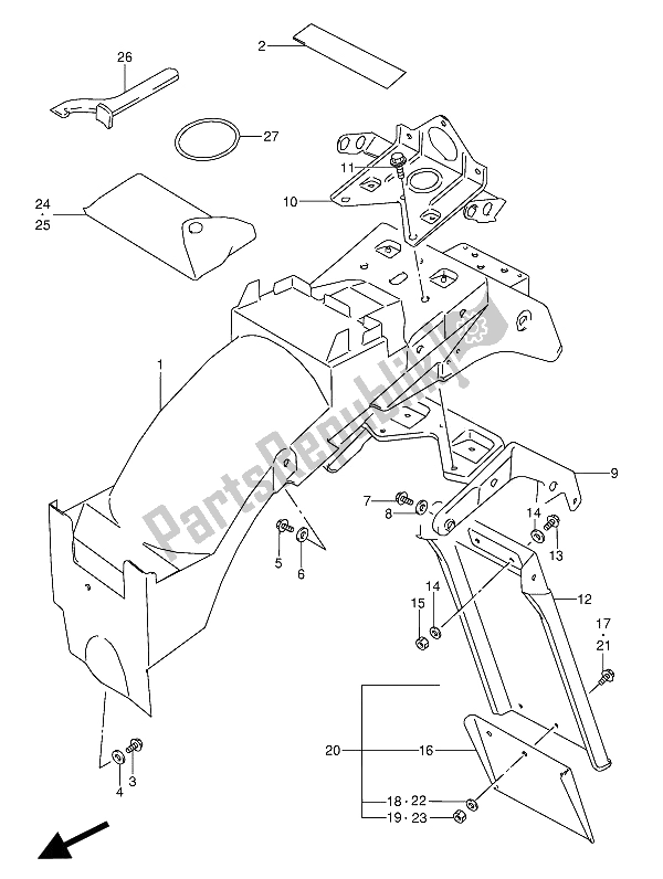 Todas las partes para Guardabarros Trasero de Suzuki GSX 600 FUU2 1993