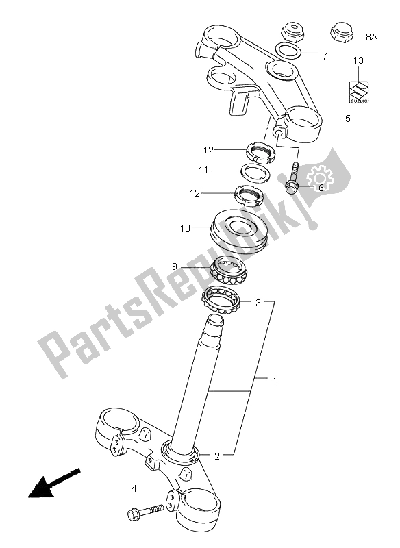 All parts for the Steering Stem (sv650s-su) of the Suzuki SV 650 NS 2005
