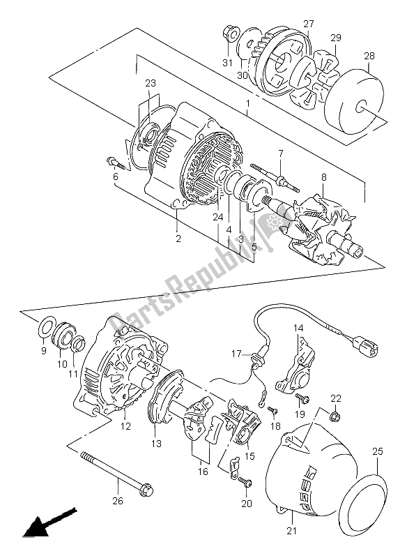 Tutte le parti per il Alternatore del Suzuki GSF 1200 Nssa Bandit 1998