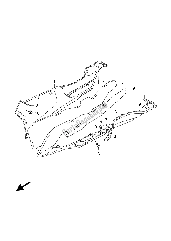 Todas las partes para Escudo Lateral De La Pierna de Suzuki AN 650A Burgman Executive 2009