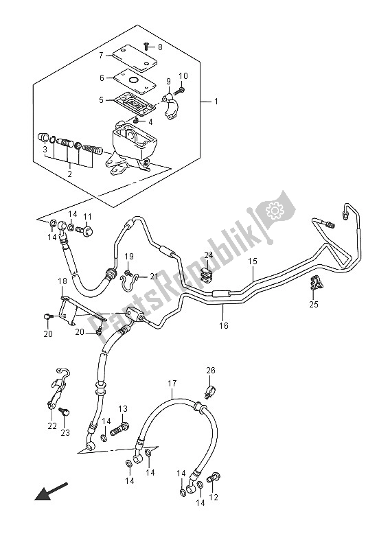 Tutte le parti per il Tubo Freno Anteriore (gsx1300ra E19) del Suzuki GSX 1300 RA Hayabusa 2016