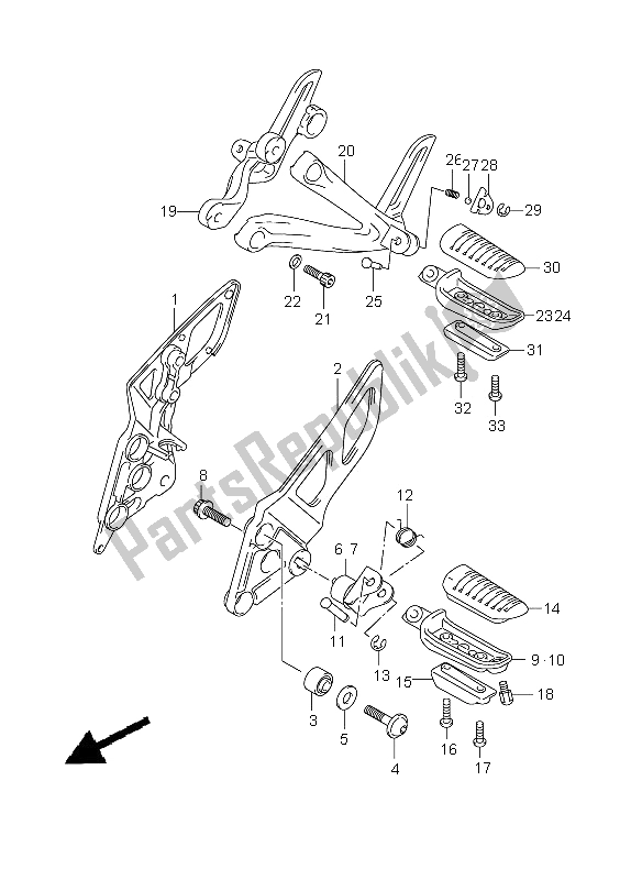 Tutte le parti per il Poggiapiedi del Suzuki GSX 650F 2008