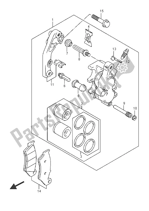 All parts for the Front Caliper of the Suzuki RM Z 250 2016