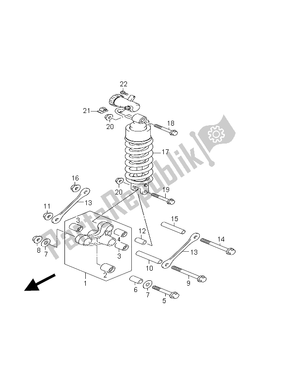 All parts for the Rear Cushion Lever (dl650aue) of the Suzuki DL 650A V Strom 2012