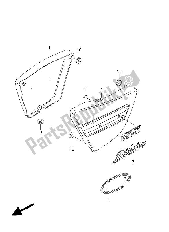 All parts for the Frame Cover of the Suzuki GN 125E 1999