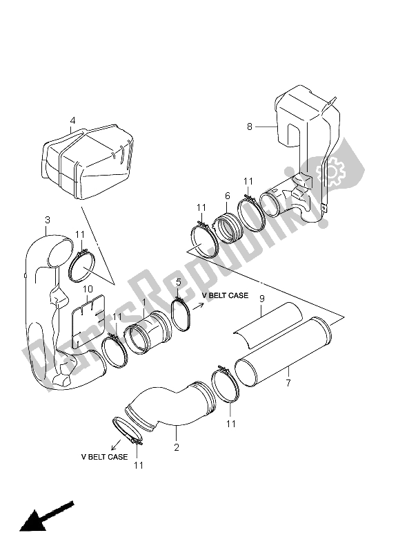 All parts for the Cooling Duct of the Suzuki LT A 750 XPZ Kingquad AXI 4X4 2012