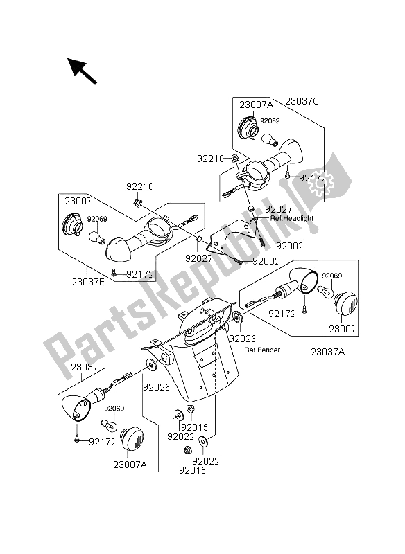 Todas as partes de Sinal De Mudança do Suzuki VZ 1600 Marauder 2005