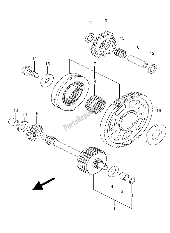 All parts for the Starter Clutch of the Suzuki GSX R 1000 2009