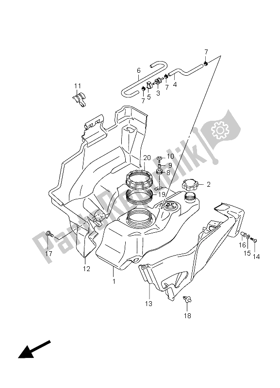 All parts for the Fuel Tank of the Suzuki LT A 450 XZ Kingquad 4X4 2009