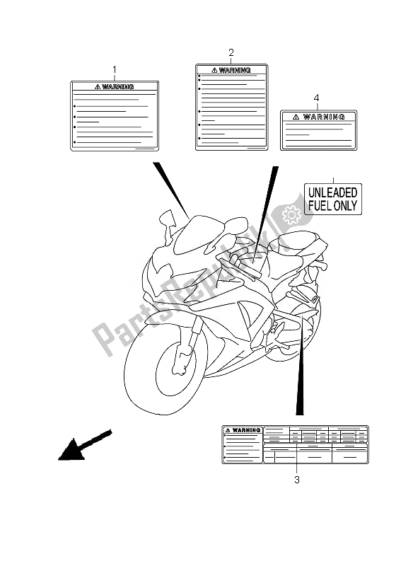 All parts for the Label of the Suzuki GSX R 600 2010