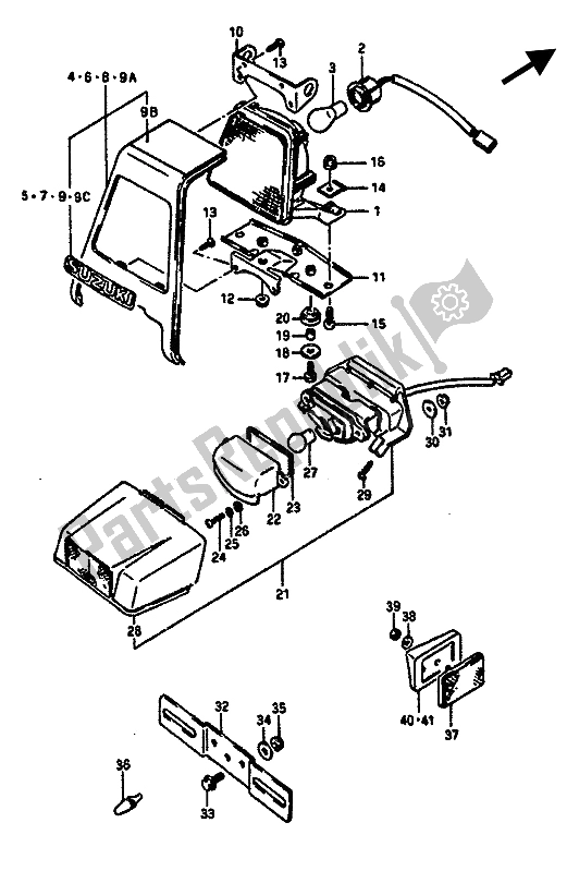 Alle onderdelen voor de Achterlicht & Licentielamp van de Suzuki GSX R 1100 1986