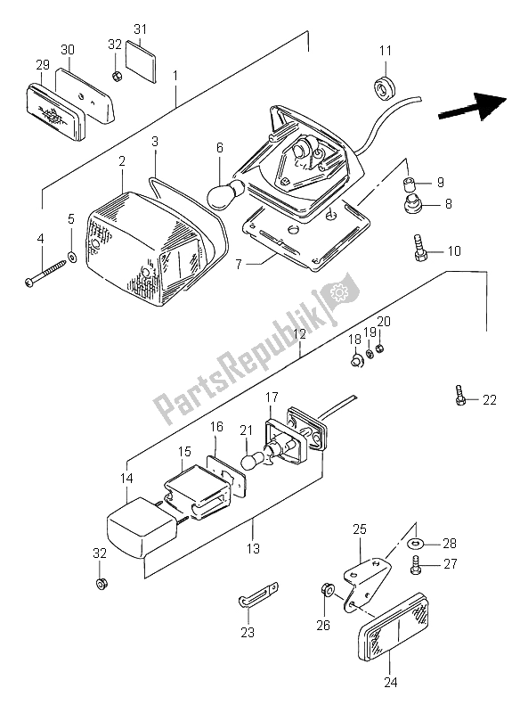 Tutte le parti per il Luce Di Combinazione Posteriore del Suzuki VS 600 Intruder 1996