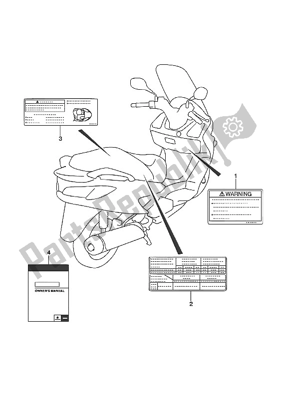 Todas as partes de Rótulo (uh200a P19) do Suzuki UH 200A Burgman 2016