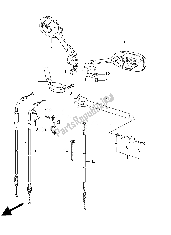 All parts for the Handlebar of the Suzuki GSX R 1000Z 2010