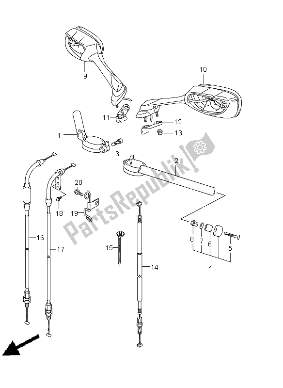 All parts for the Handlebar of the Suzuki GSX R 1000Z 2010