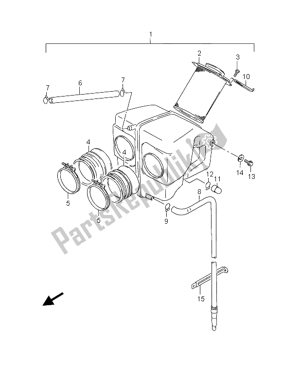 All parts for the Air Cleaner of the Suzuki GS 500 2003