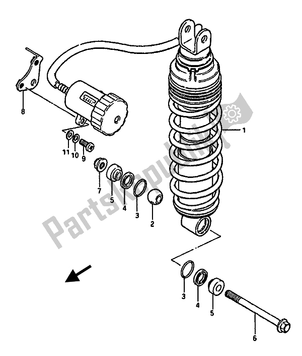Tutte le parti per il Ammortizzatore Posteriore del Suzuki GSX 550 Esfu 1986