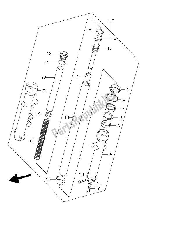 Tutte le parti per il Ammortizzatore Forcella Anteriore del Suzuki VL 250 Intruder 2000