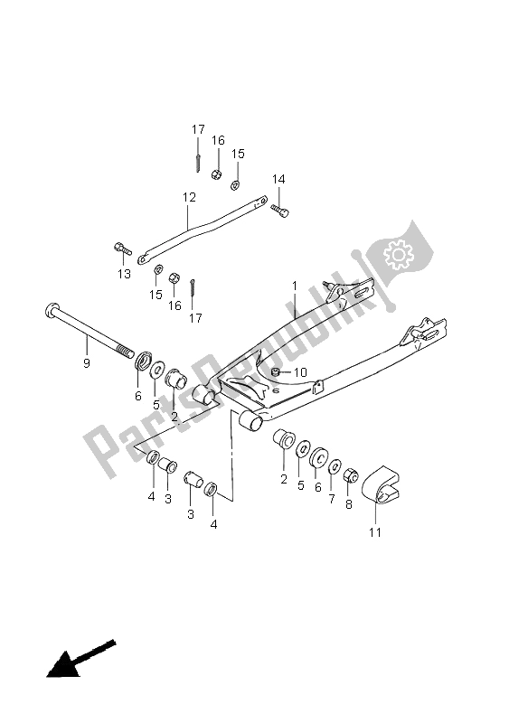 All parts for the Rear Swinging Arm of the Suzuki GN 125E 1998