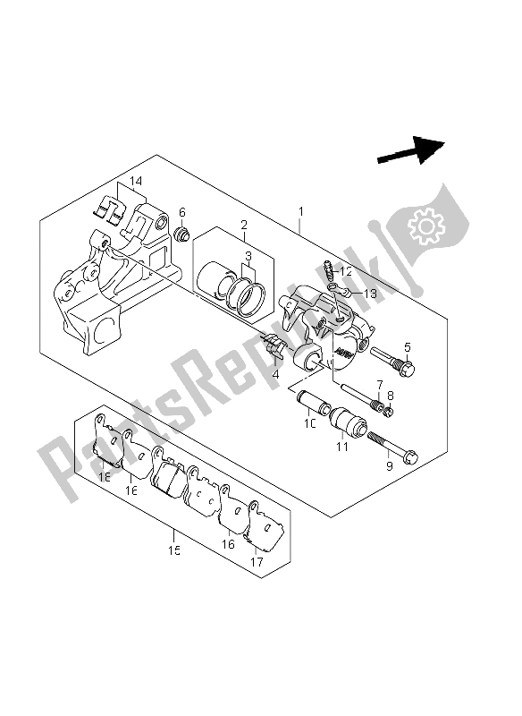 Tutte le parti per il Pinza Posteriore (gsx650fu E21) del Suzuki GSX 650 FA 2011