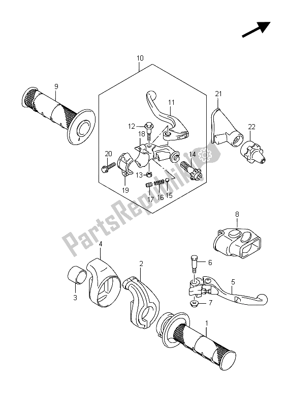 All parts for the Handle Lever of the Suzuki RM Z 450 2015
