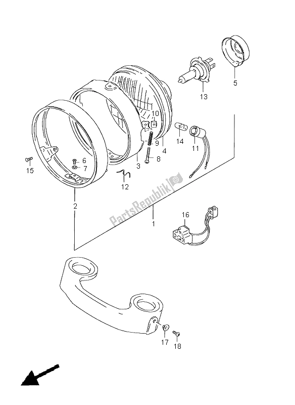 Toutes les pièces pour le Lampe Frontale (e4-e18-e21-e22) du Suzuki GN 125E 2001