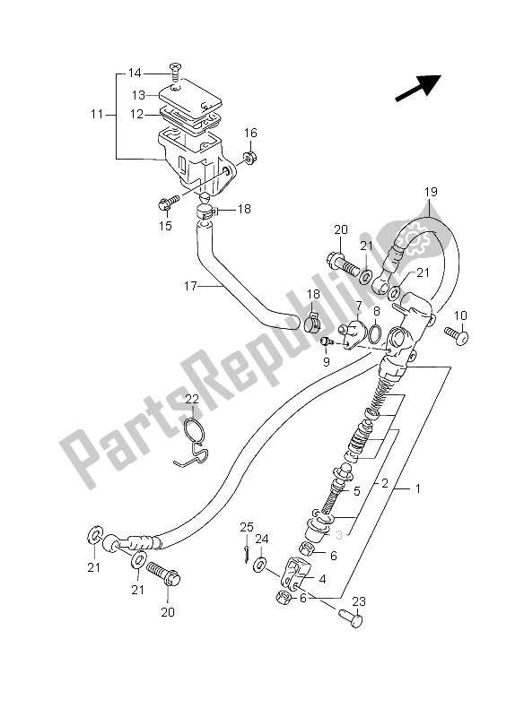 Tutte le parti per il Pompa Freno Posteriore del Suzuki GS 500 EF 2005