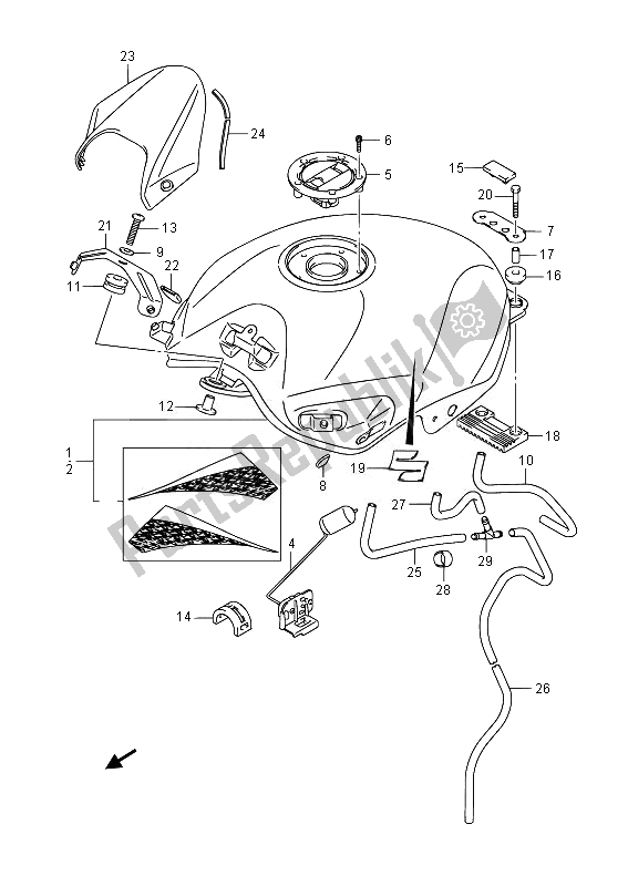 Toutes les pièces pour le Réservoir D'essence du Suzuki GW 250 Inazuma 2014