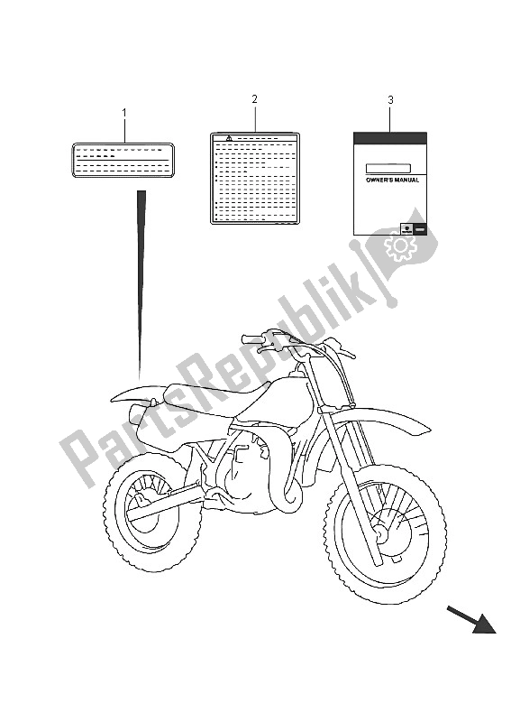 Alle onderdelen voor de Etiket van de Suzuki RM 85 2016
