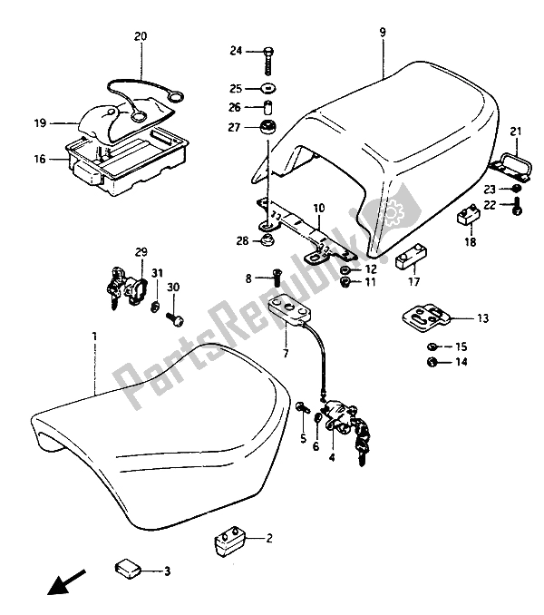 Todas as partes de Assento do Suzuki GSX 1100 Esef 1150 EF 1986