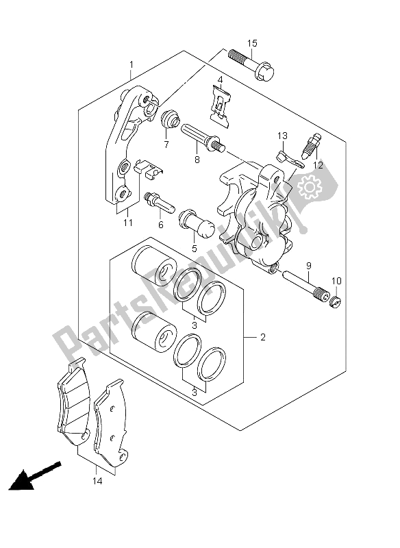 All parts for the Front Caliper of the Suzuki RMX 450Z 2011