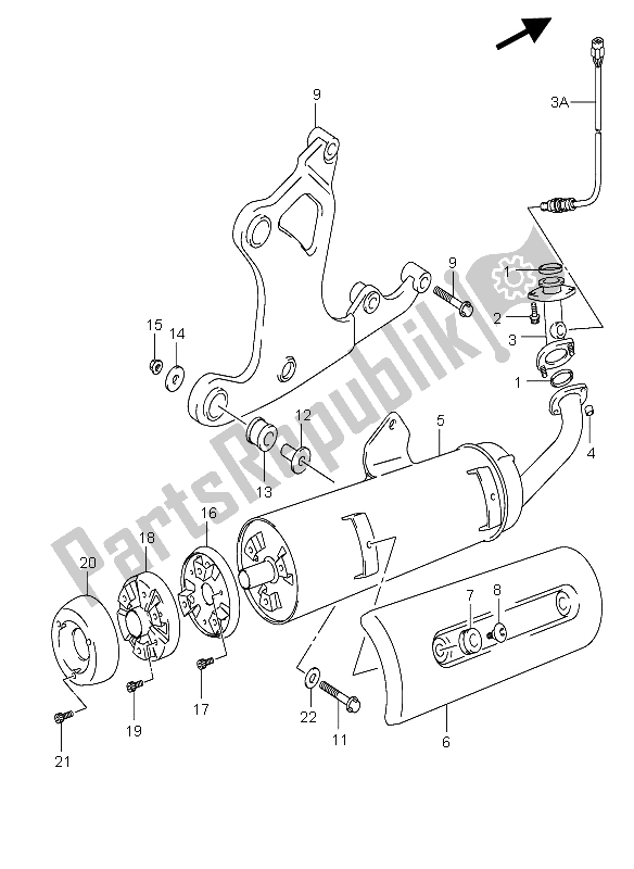 All parts for the Muffler of the Suzuki Burgman AN 400S 2006