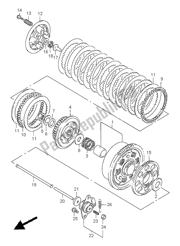 Toutes les pièces pour le Embrayage du Suzuki GSX 750F 1997