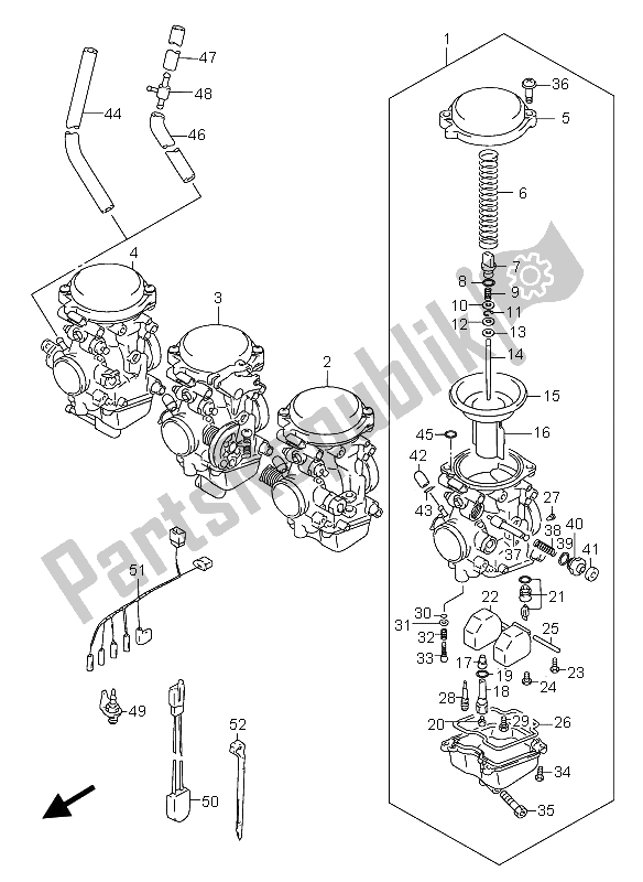 All parts for the Carburetor of the Suzuki GSX 750F 2005