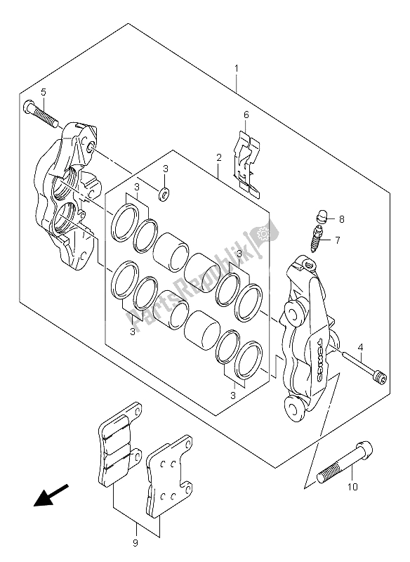 Tutte le parti per il Pinza Anteriore del Suzuki GSX R 750 2004