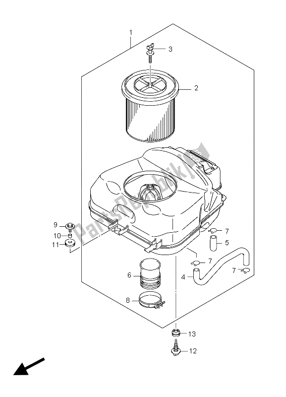 All parts for the Air Cleaner of the Suzuki LT A 750X Kingquad AXI 4X4 Limited 2008