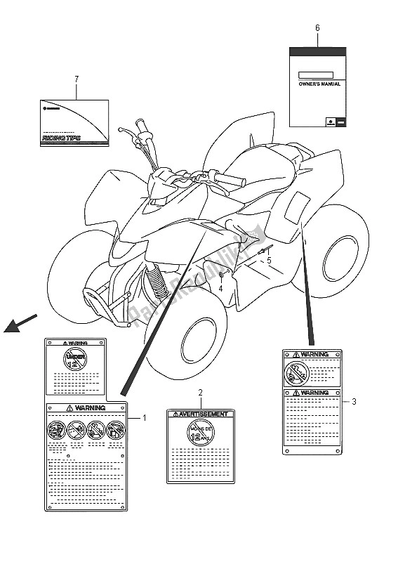 All parts for the Label of the Suzuki LT Z 90 Quadsport 2016