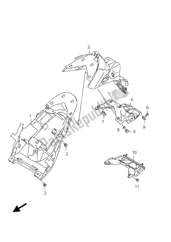 Tutte le parti per il Parafango Posteriore (sfv650u E21) del Suzuki SFV 650A Gladius 2012