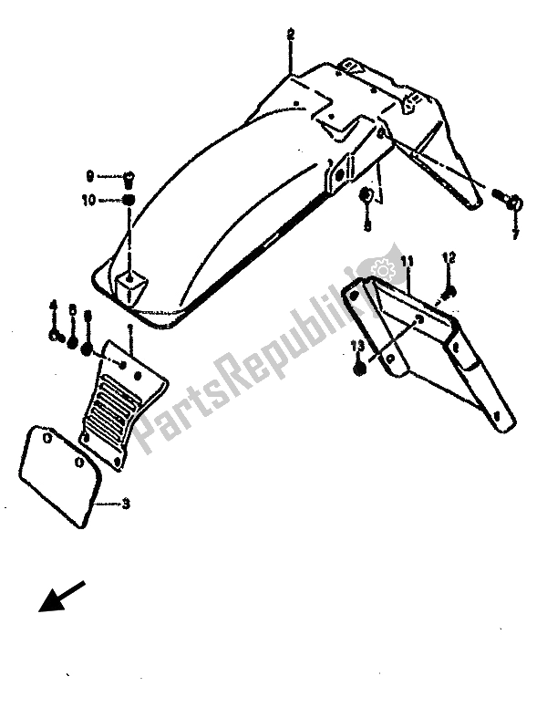 Tutte le parti per il Parafango Posteriore del Suzuki RG 500C Gamma 1987