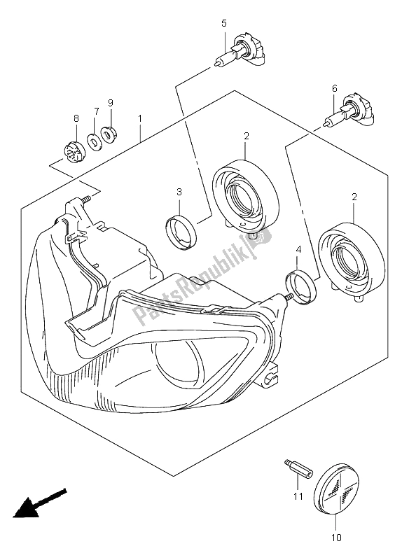 All parts for the Headlamp (gsf1200s-sz E24) of the Suzuki GSF 1200 Nszsz Bandit 2005