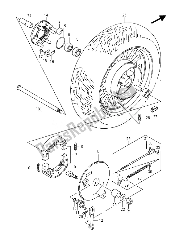 All parts for the Rear Wheel (vl800c E19) of the Suzuki VL 800 CT Intruder 2014