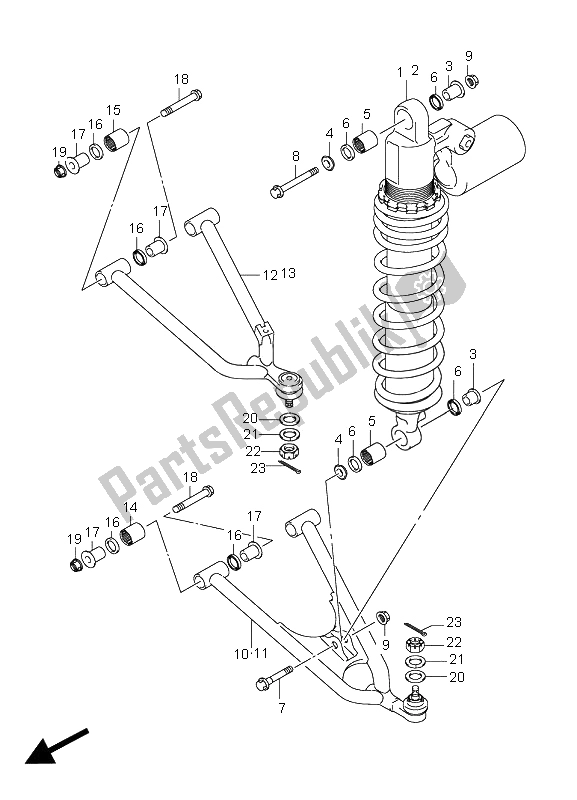 All parts for the Suspension Arm of the Suzuki LT R 450 Quadracer Limited 2008