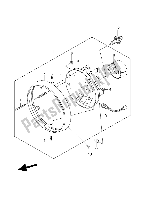 Alle onderdelen voor de Koplamp (gsf1250-a) van de Suzuki GSF 1250 Nassa Bandit 2009