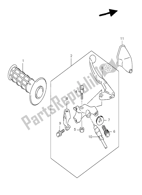 All parts for the Left Handle Lever of the Suzuki DR Z 400E 2009