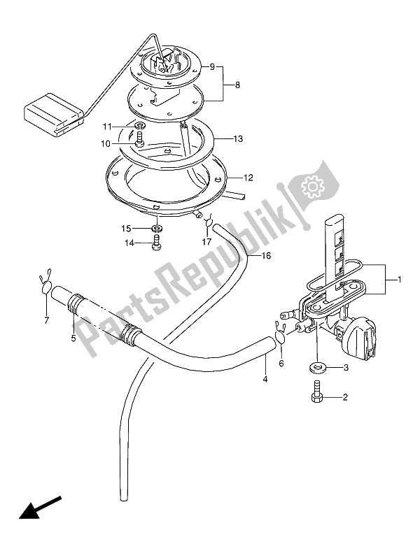 All parts for the Fuel Cock (e22) of the Suzuki GSX 600 FUU2 1991